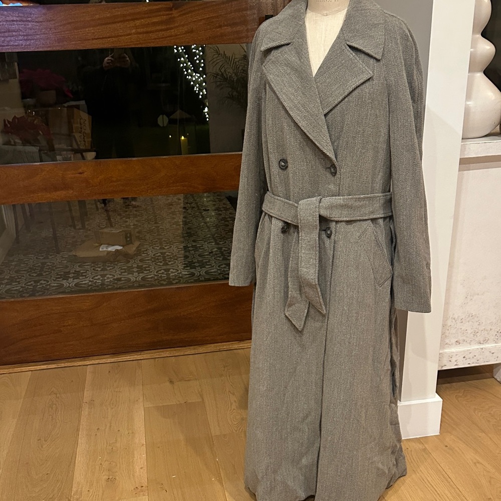 Gray Double-Breasted Trench Coat
